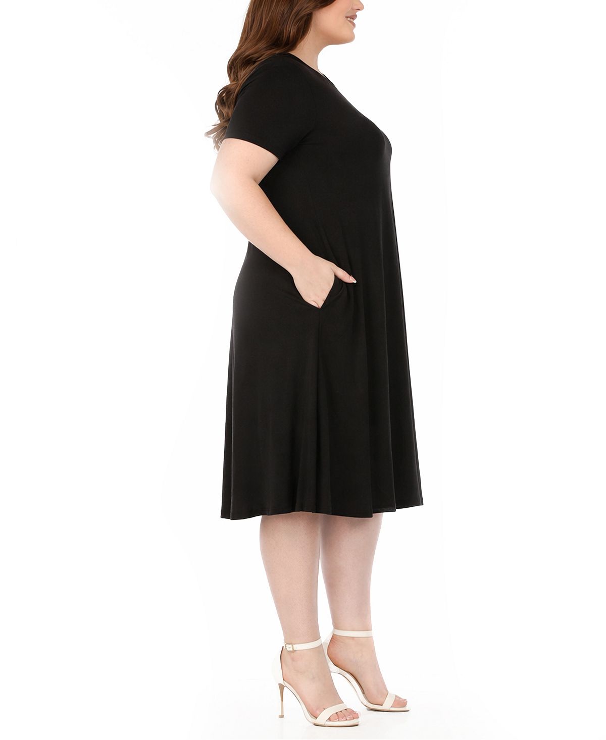 White Mark Plus Size Tee Swing Midi Dress view 3 — MAYCSS fashion products