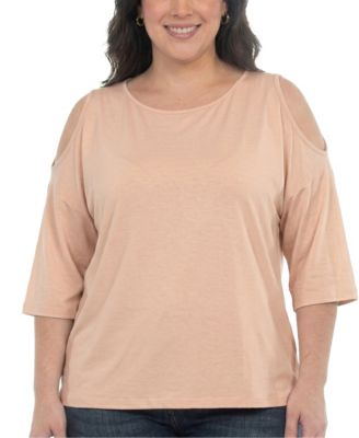 Plus Size Casual Cold Shoulder Pullover Top