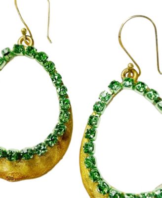 Golden Green Drop Earrings