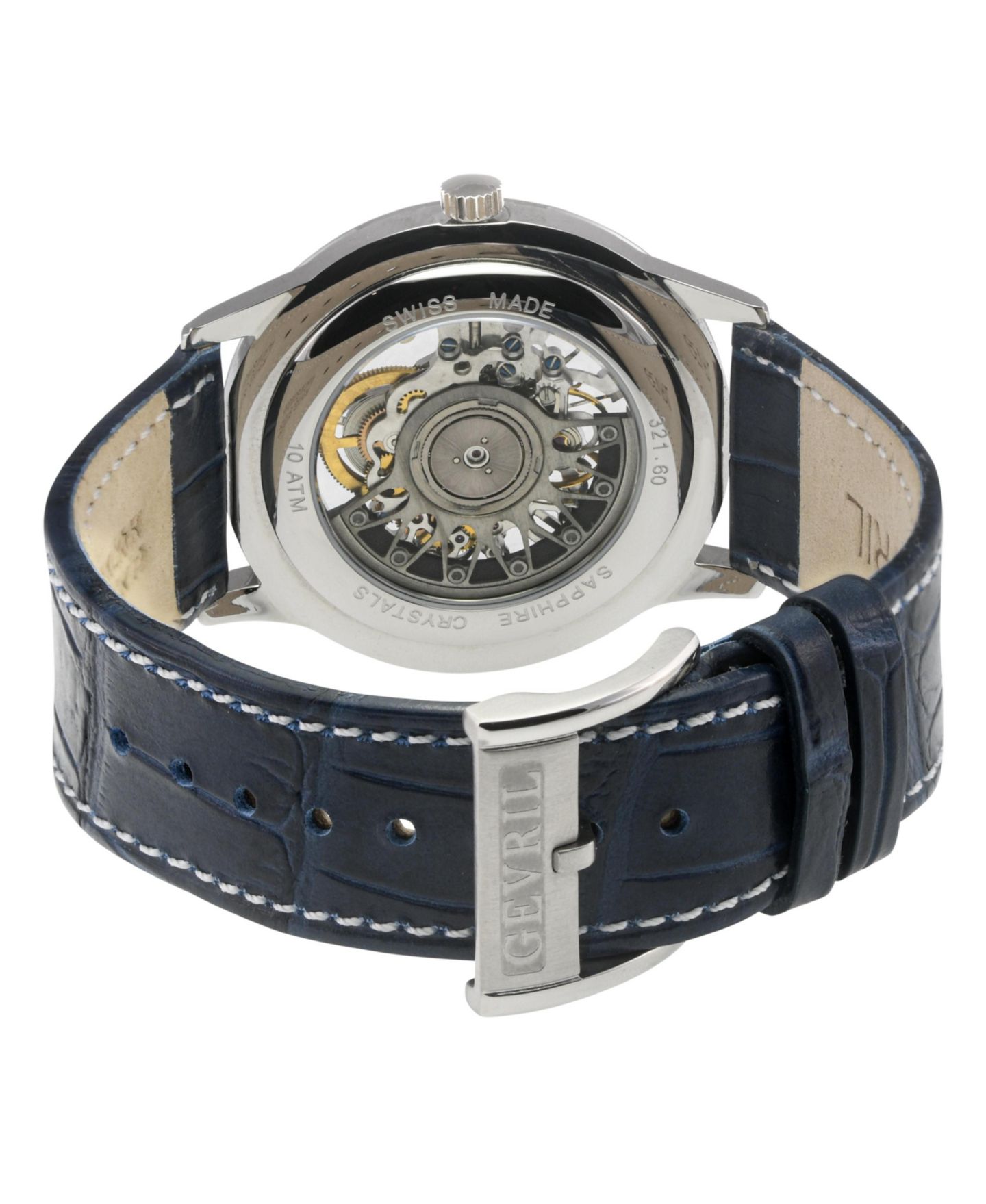 Мужские часы Gevril Five Points Swiss Automatic Italian Leather Strap Watch, цвет: Серебряный — фото 2