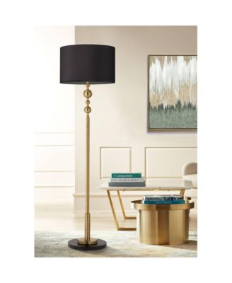 Summit Mid Century Modern 71" Tall Floor Lamp Warm Gold Matte Blaster Drum Shade for Living Room Bedroom