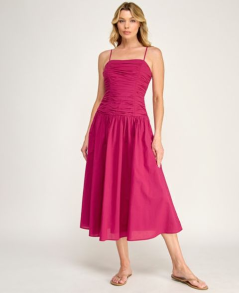 Женское платье ROW A Juniors' Gathered-Bodice Fit & Flare, цвет: Сангрия