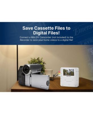 EMT-1200 Media Recorder with LCD Screen to Record Videos, Music, and Photos from Phone to DVD, USB, or Memory Card - White