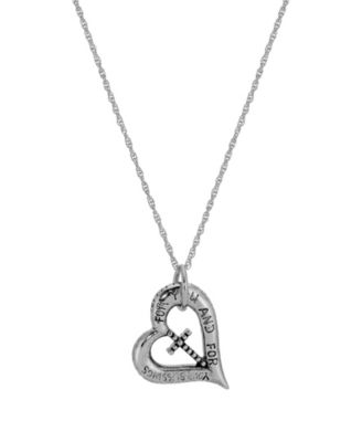 Symbols of Faith Silver-Tone Heart Cross 18