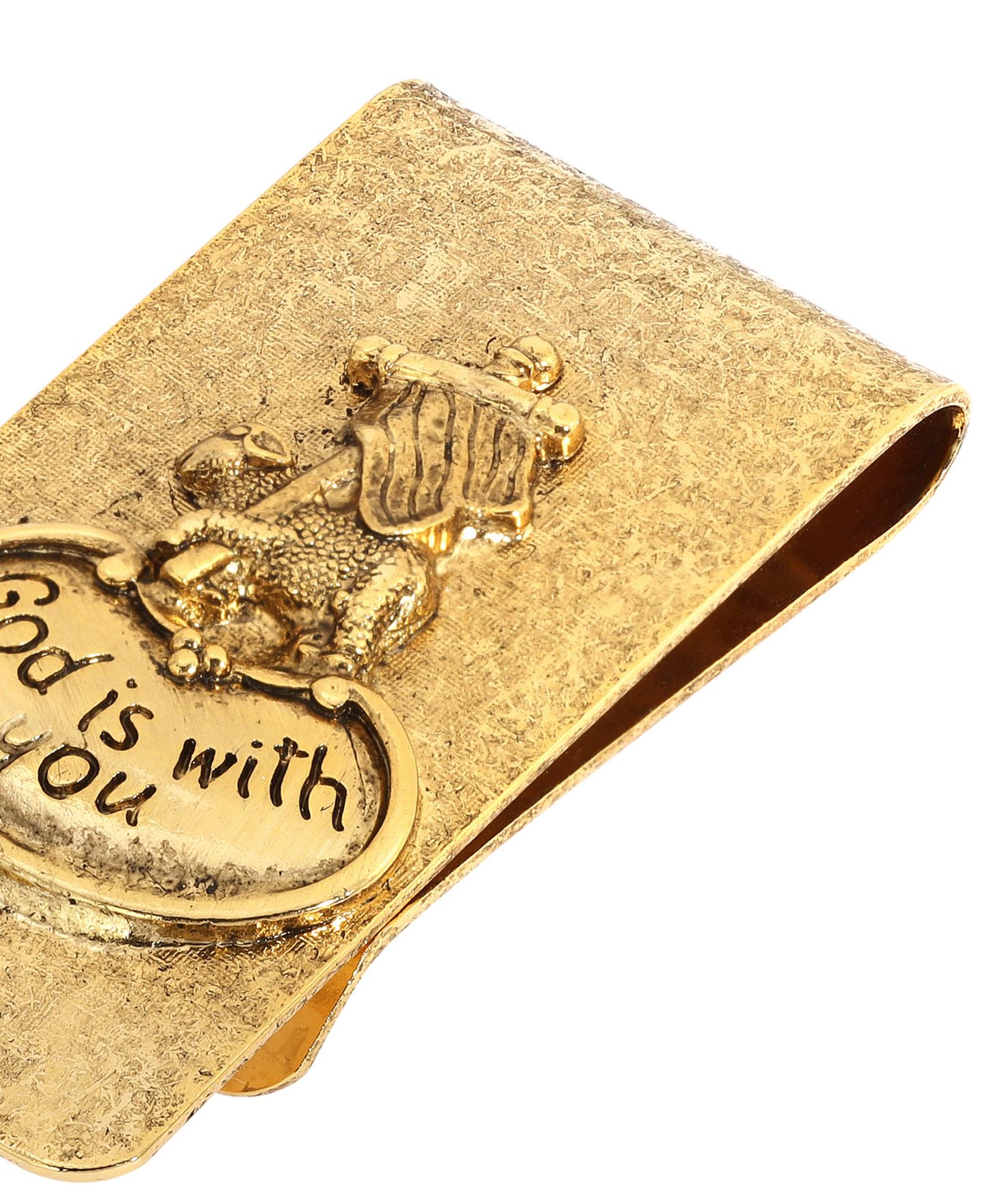 Мужской зажим для денег Symbols of Faith с позолотой 14k и надписью «God Is With You» — фото 3