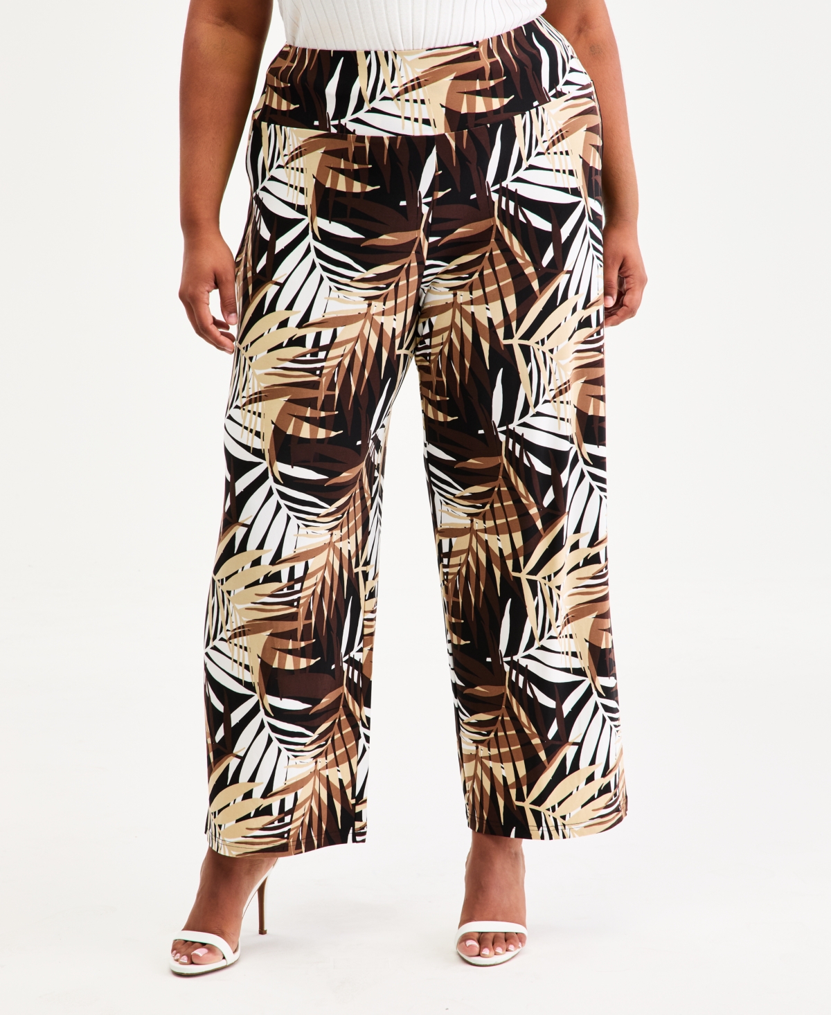 Anne Klein Plus High-Rise Pull-On Wide-Leg Pants