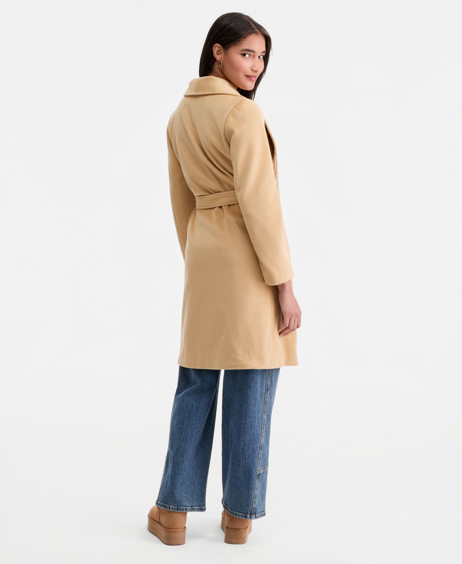 Women's Fringe-Trim Tie-Belt Wrap Coat