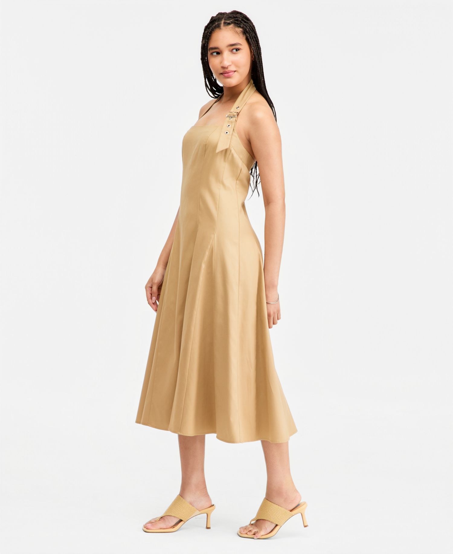 Juniors' Buckle Halter-Strap Midi Dress