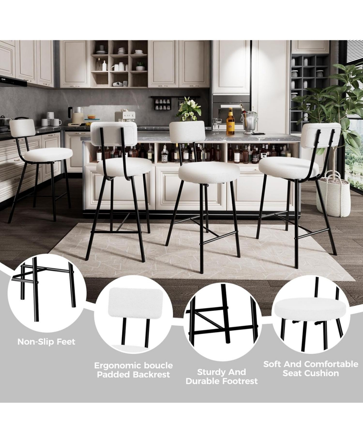 gaomon Dining Chair Modern Upholstered Bar Stools Set of