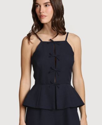 Women's Bow Vest Twofer Square Neck Jumpsuit