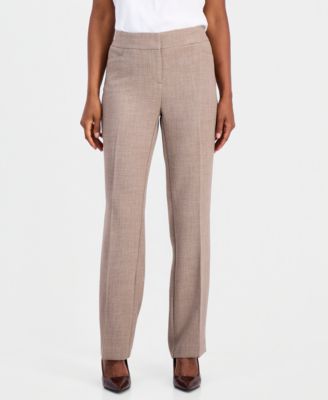 Women's Textured High-Rise Straight Leg Trousers, Regular & Petite