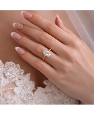 2 ct. Pear-Cut Moissanite VVS1 Ring in Gold Vermeil or Sterling Silver Isabella