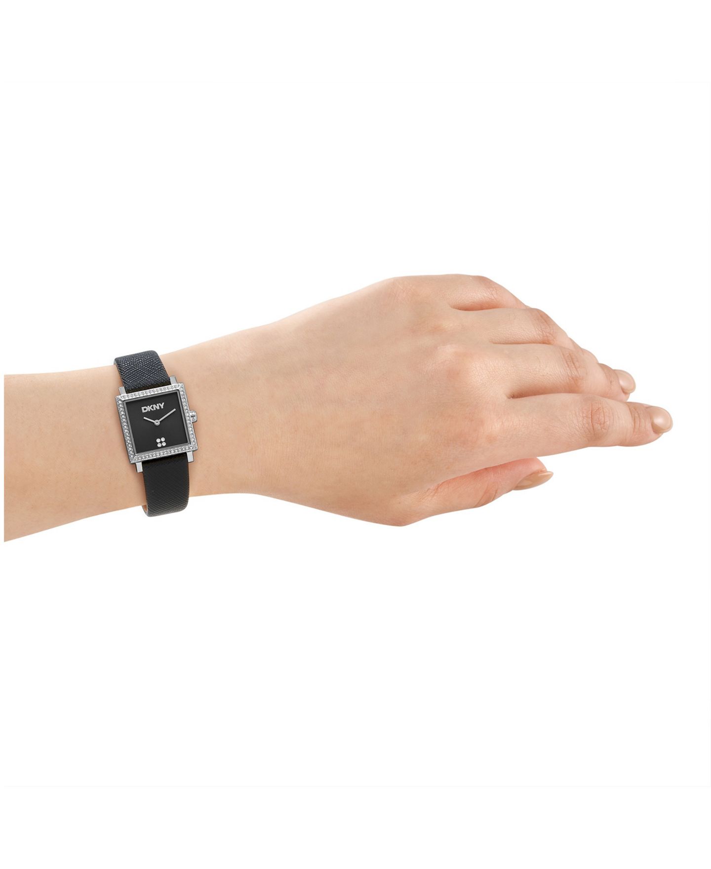 Женские часы DKNY Milanese Quartz Black Leather Strap Watch 24x31mm — фото 4