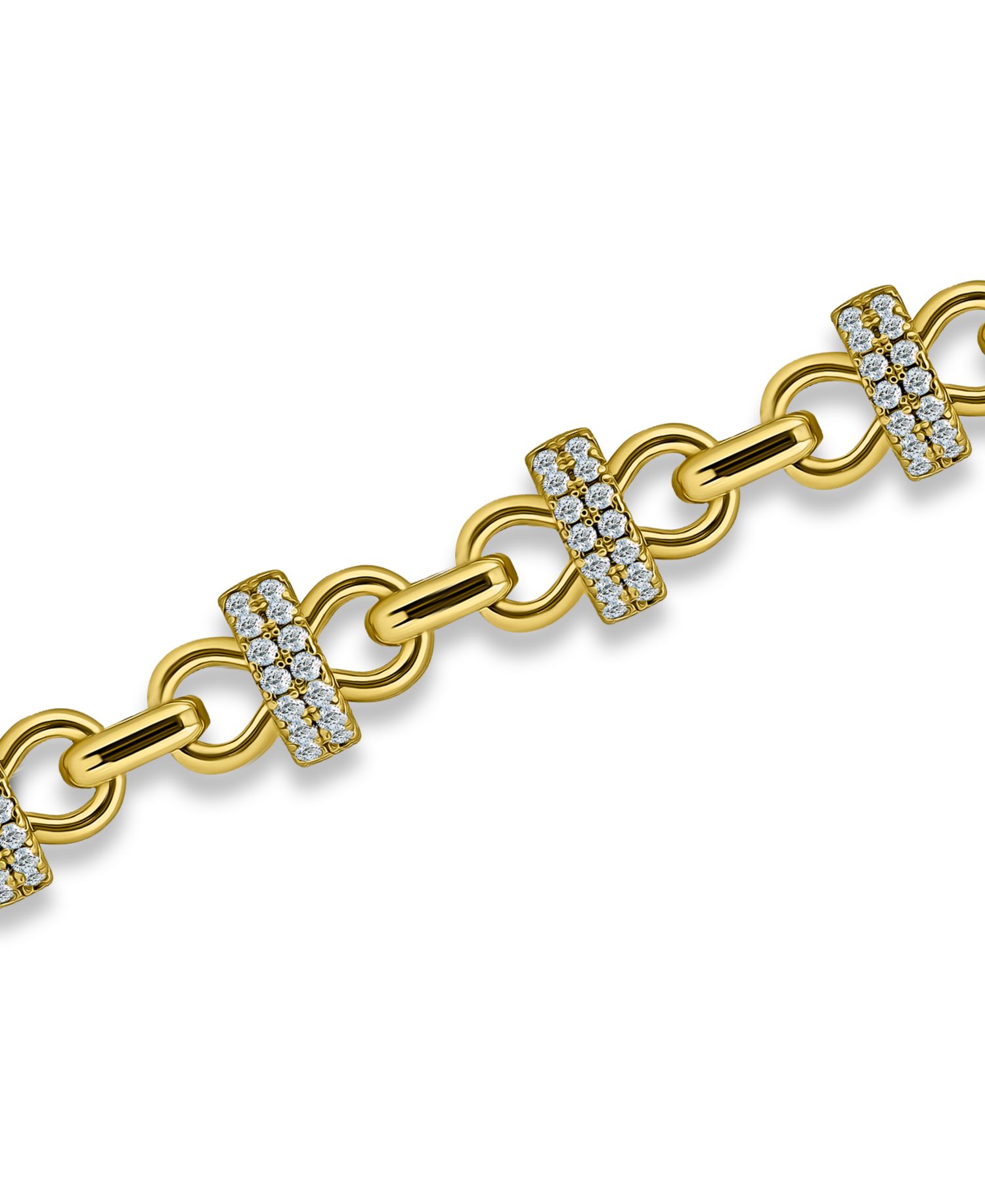 1 5/8 ct. t. w. Glass Stone Pave Bars Between Polish Links Bracelet