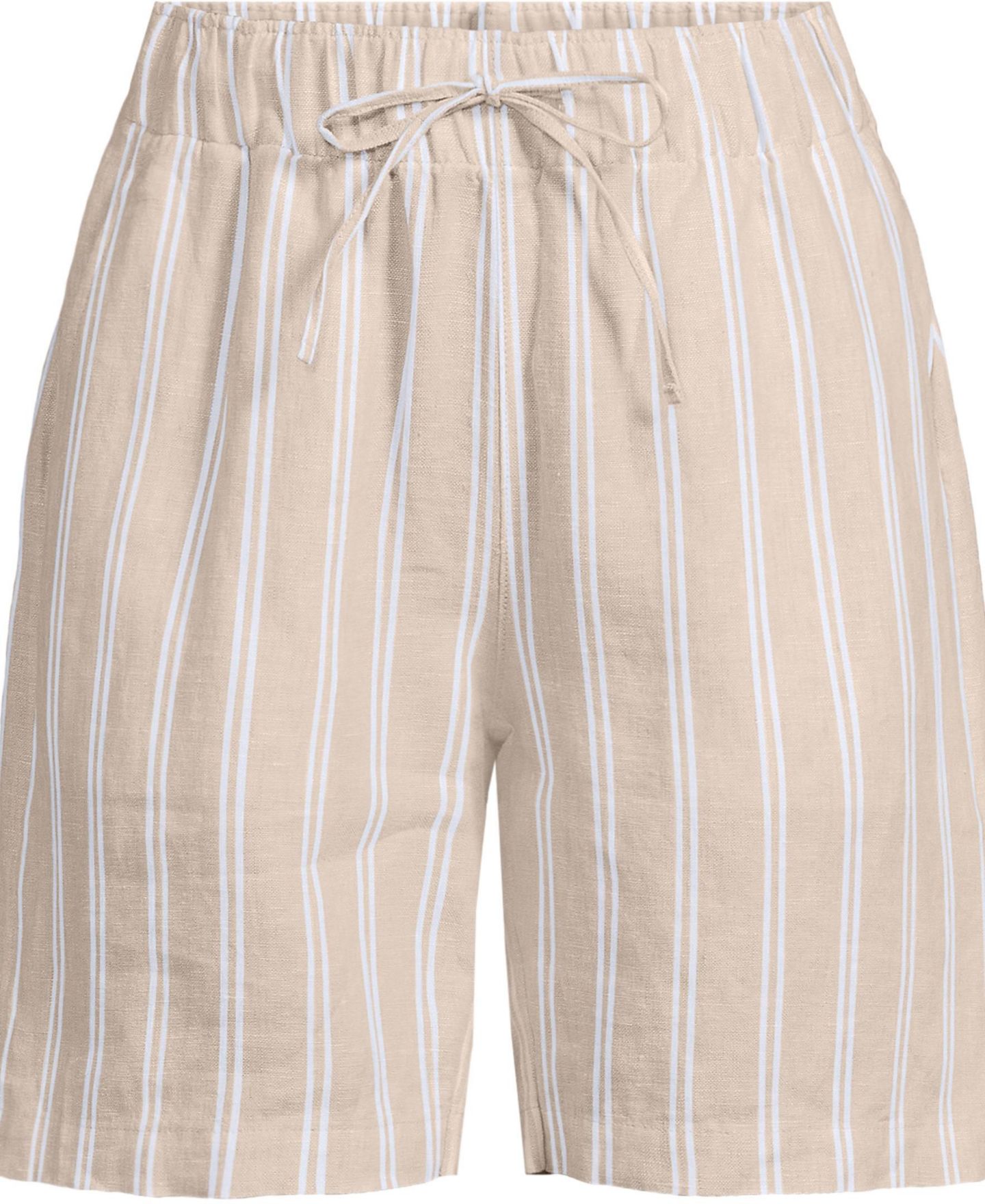 Женские шорты Lands' End Linen High Rise Pull On 7" Shorts, цвет: Шампань / Белый полосатый — фото 3