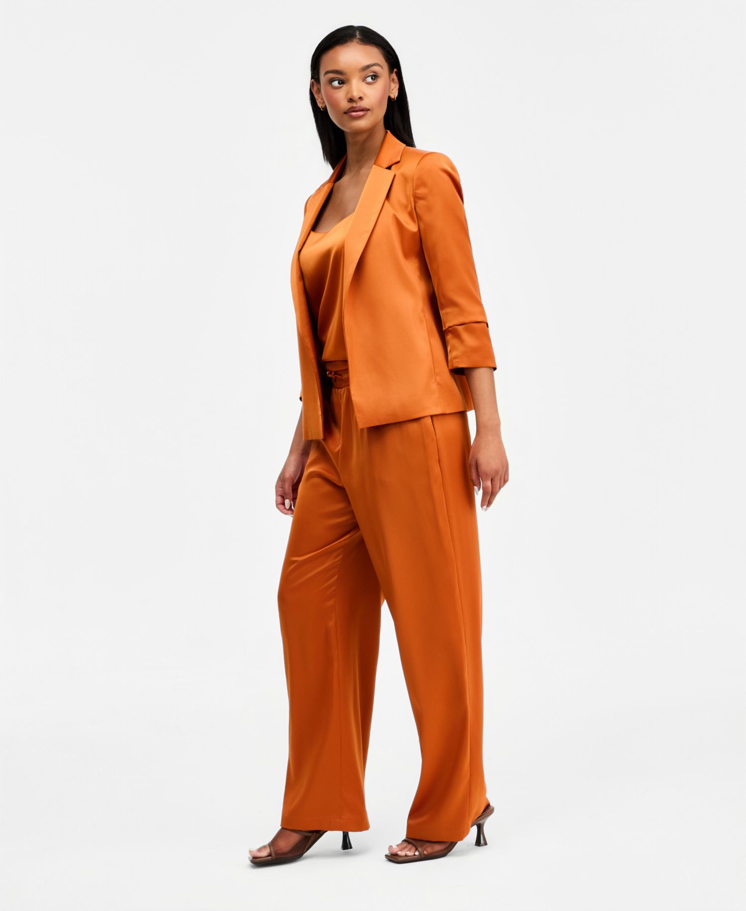 Women's Satin Jacket, Scoop-Neck Cami & Pull-On Pants