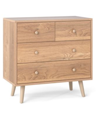 Wide 4-Drawer Wooden Dresser for Bedroom