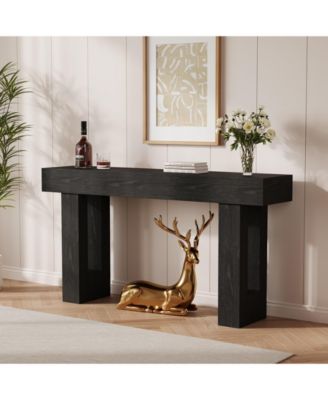 63" Rustic Rectangular Farmhouse Wooden Console Sofa Table, for Living Room, Hallway and Entryway