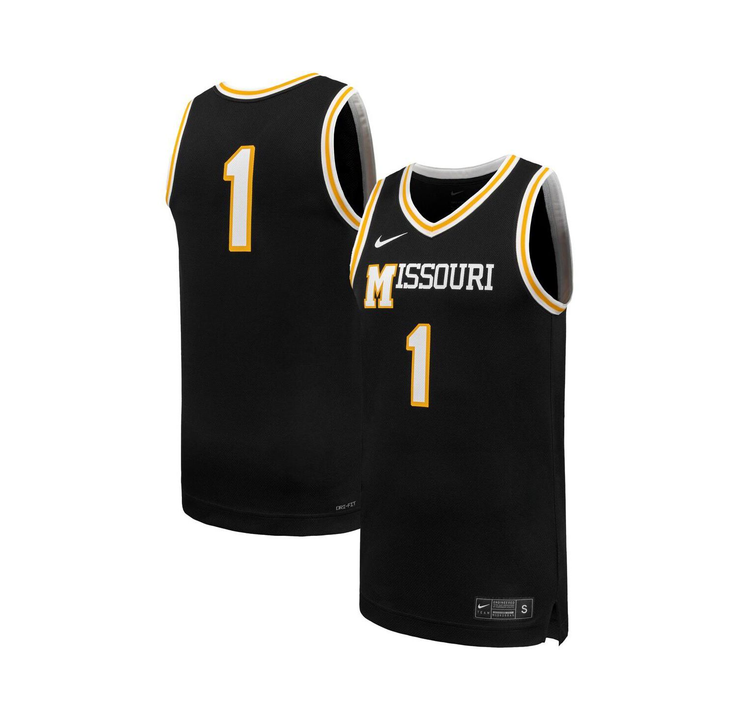 Men's 1 Black Missouri Tigers Replica Basketball Jersey