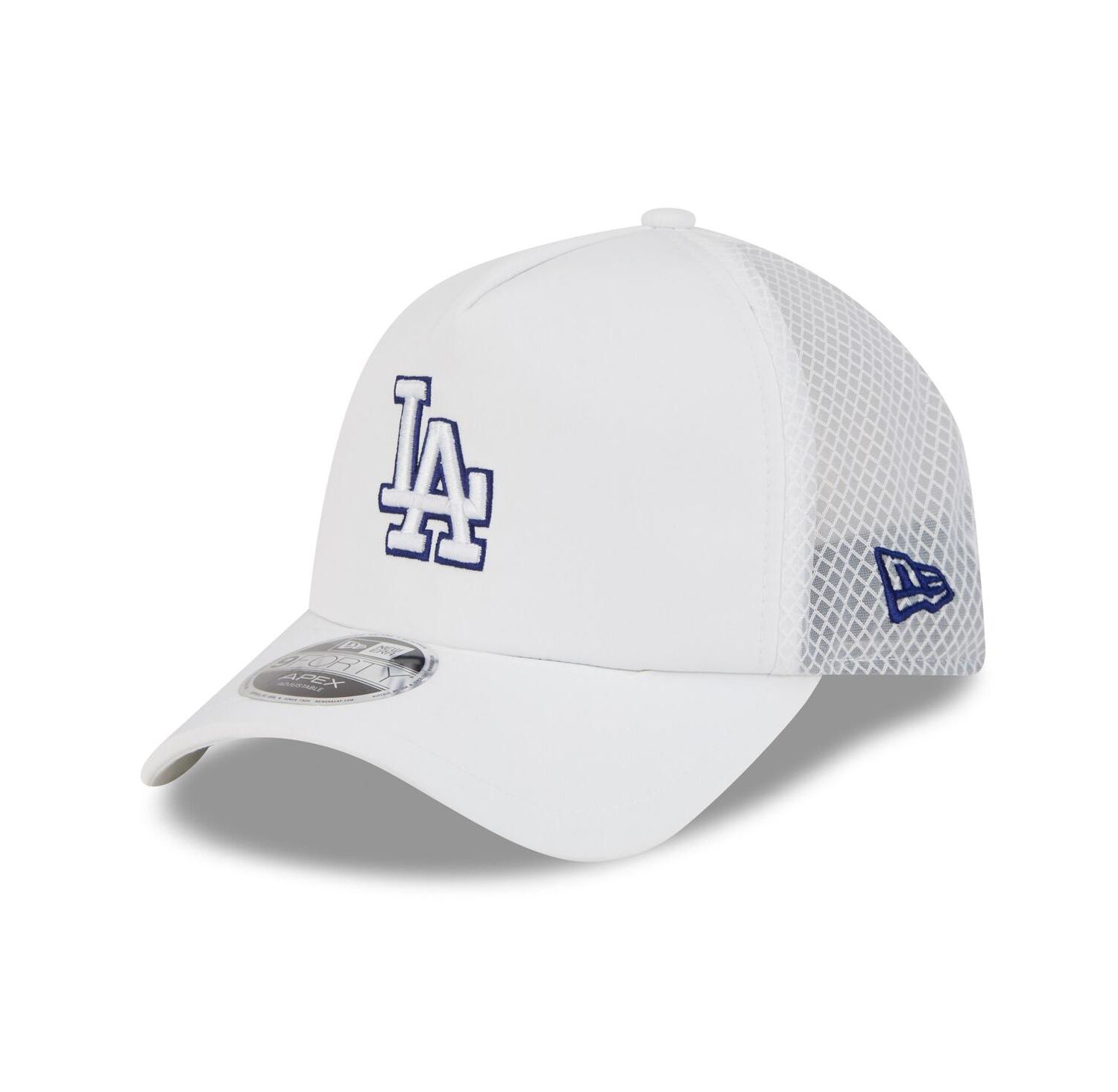 Men's White Los Angeles Dodgers 2026 Batting Practice Apex 9FORTY Adjustable Trucker Hat