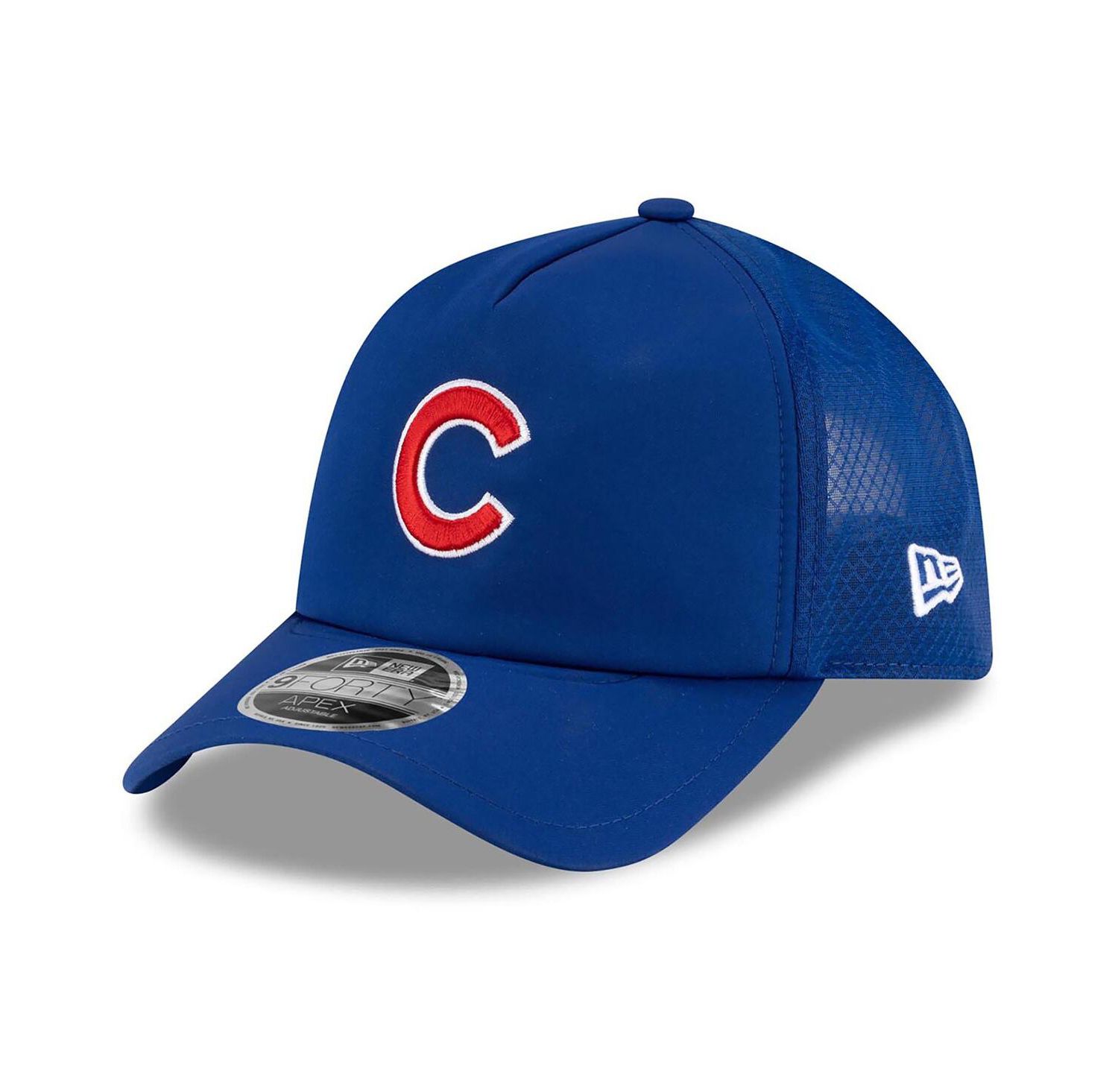 Men's Royal Chicago Cubs 2026 Batting Practice Apex 9FORTY Adjustable Trucker Hat