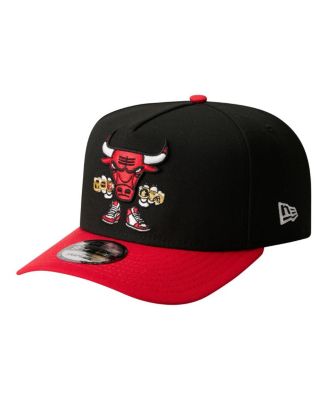 Men's Black Chicago Bulls Injection Cartoon Logo A-Frame 9FIFTY Adjustable Hat