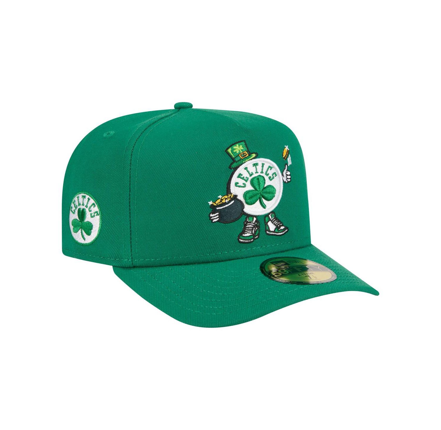 Men's Kelly Green Boston Celtics Injection Cartoon Logo A-Frame 59FIFTY Fitted Hat