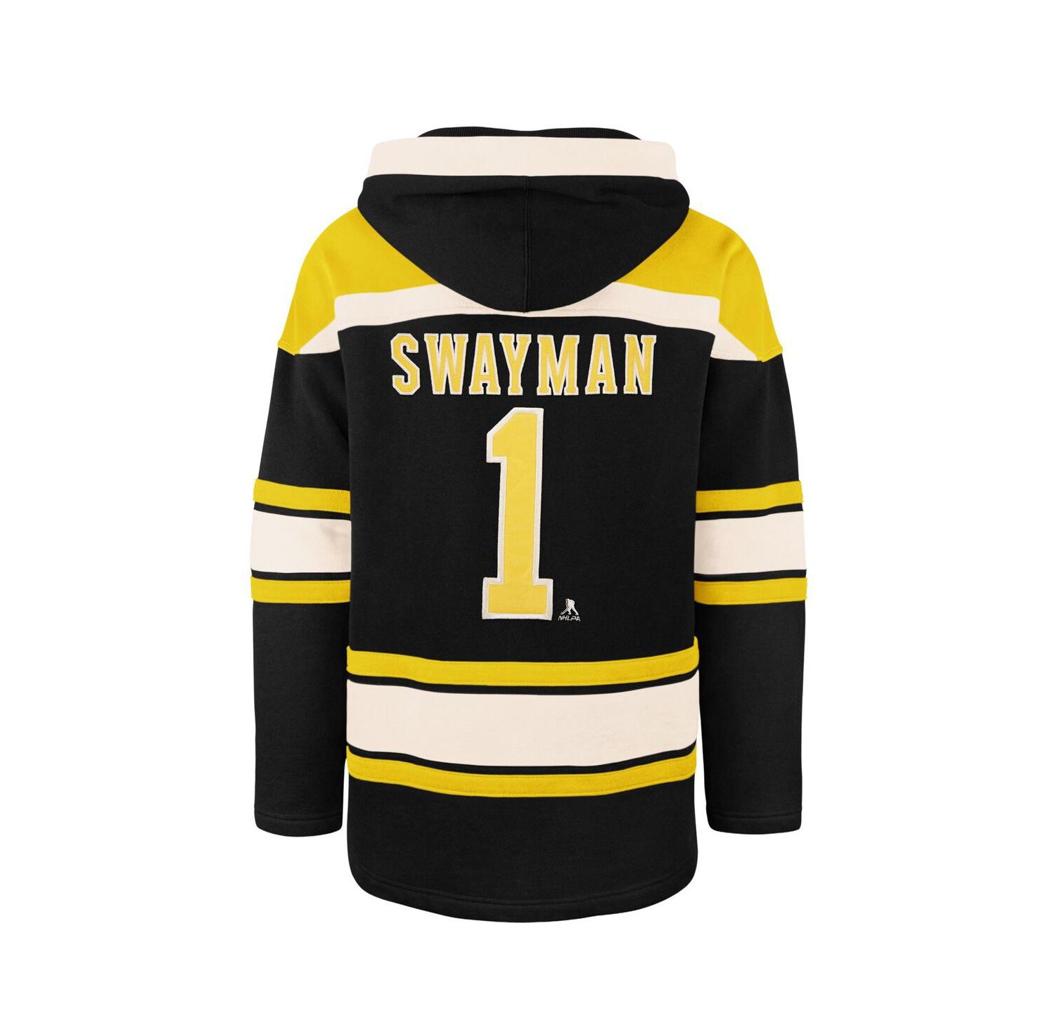 Men's Jeremy Swayman Black Boston Bruins Player Name & Number Lacer Hoodie