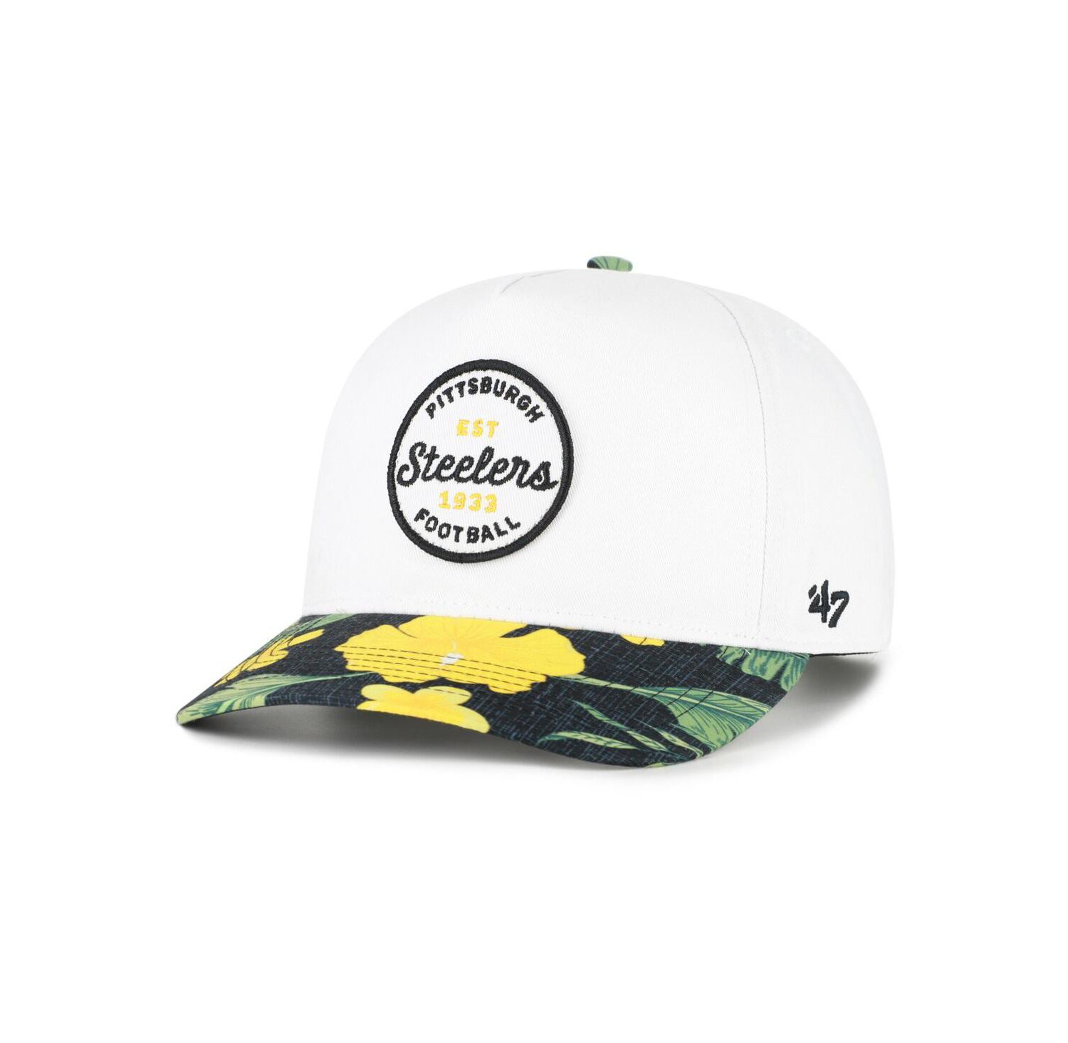 Men's White/Black Pittsburgh Steelers Beach Side Hitch Adjustable Hat