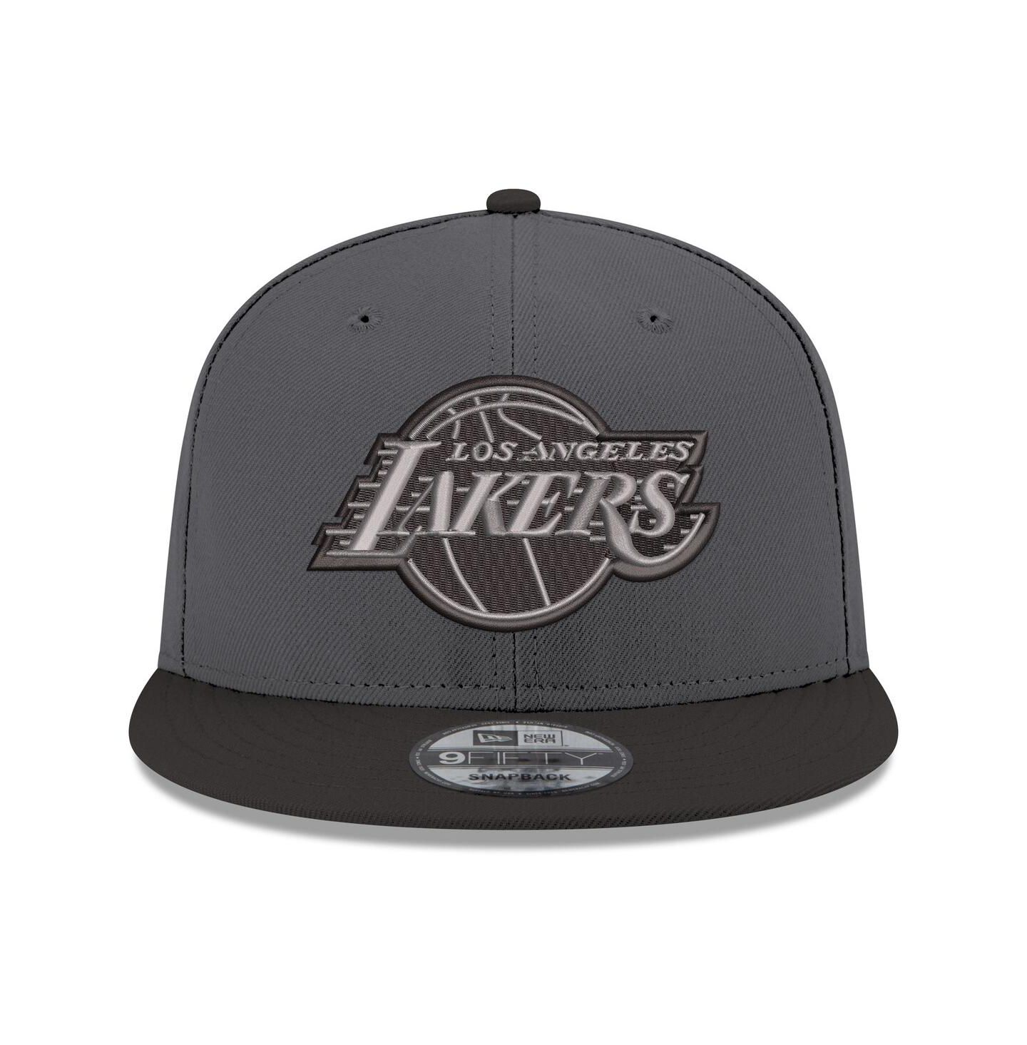 Мужская кепка New Era Gray/Black Los Angeles Lakers Logo 2-Tone 9FIFTY Snapback Hat — фото 2