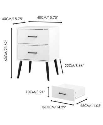 Modern 2-Drawer Nightstand with Metal Accents