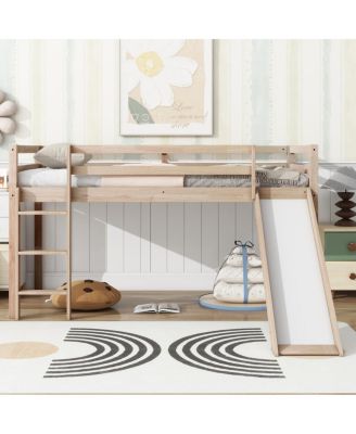 Low Loft Bed with Slide and Ladder