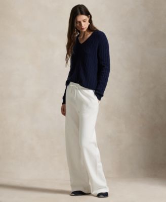 Women's Drawstring Fleece Wide-Leg Sweatpant