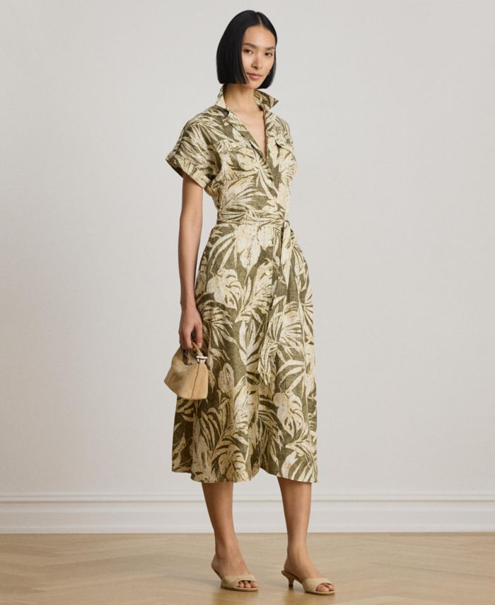 Lauren Ralph Lauren Women's Palm-Frond-Print Camp Collar Shirt-Dress