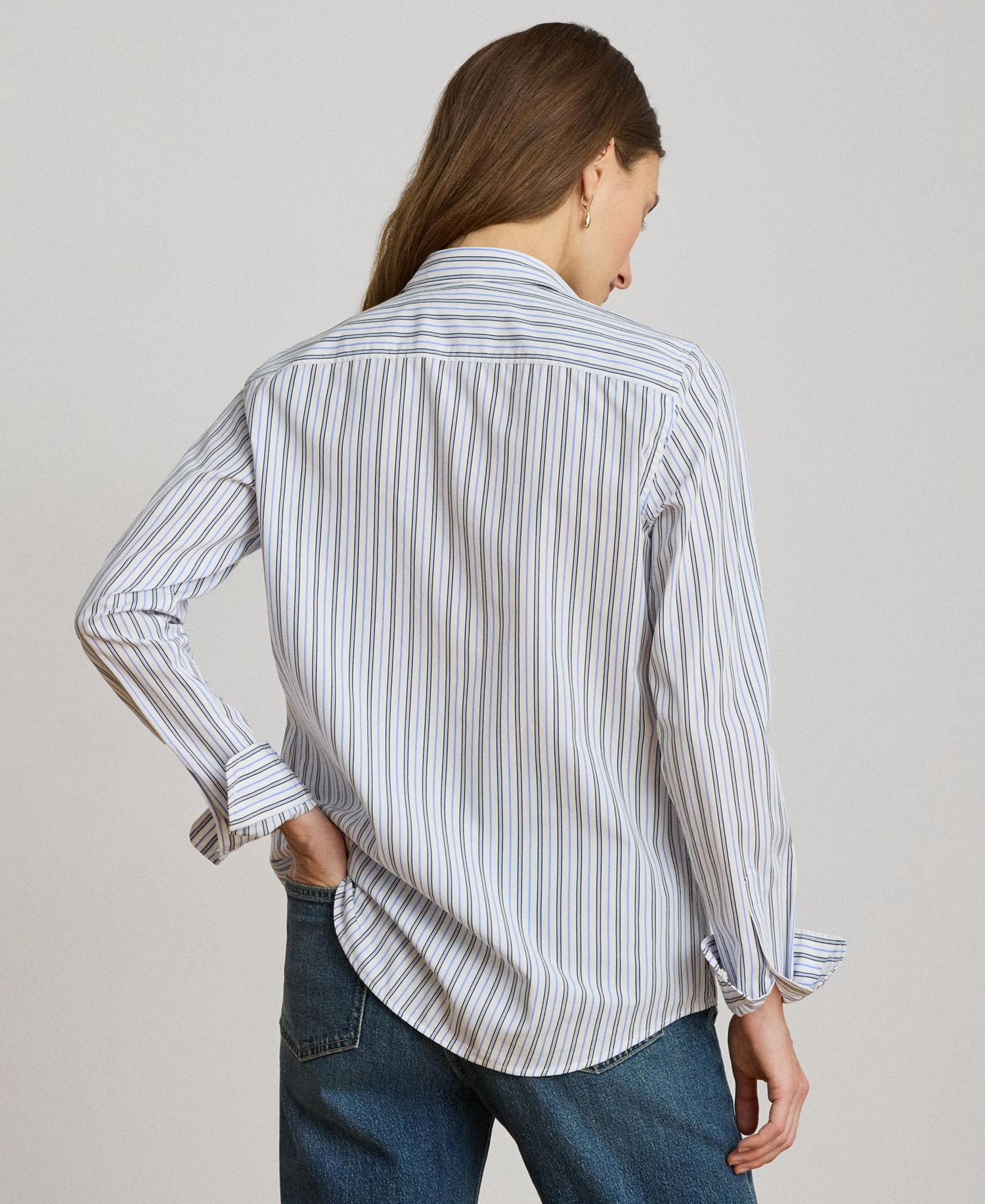 Women's Point Collar Striped Broadcloth Shirt