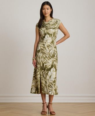 knee length dresses for ladies Macy Floral Ruffle Midi Dress-Pink