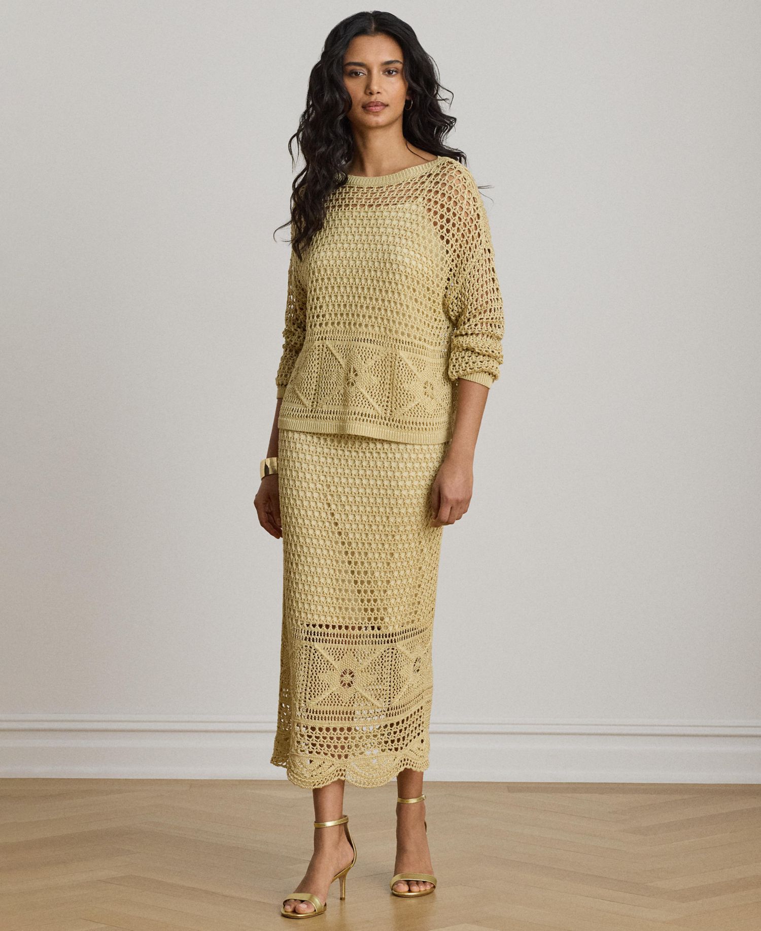 Women's Scallop Hem A-Line Midi Pencil Skirt