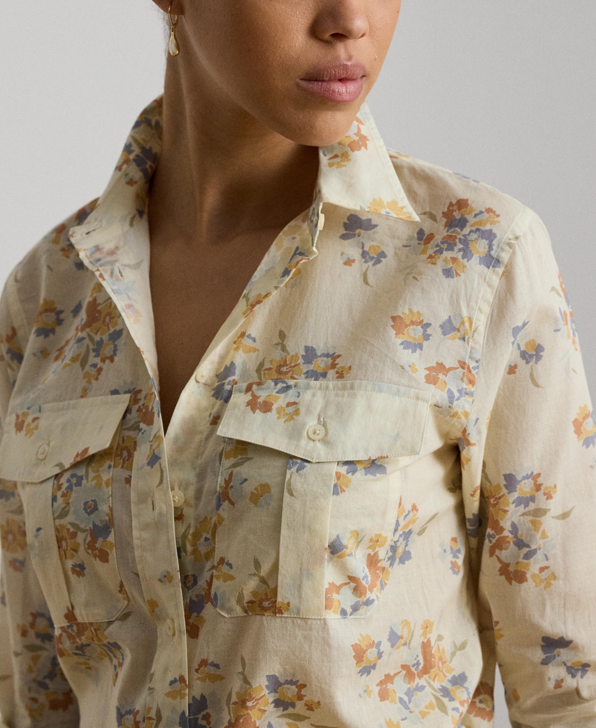 Lauren Ralph Women's Classic Fit Floral Voile Shirt