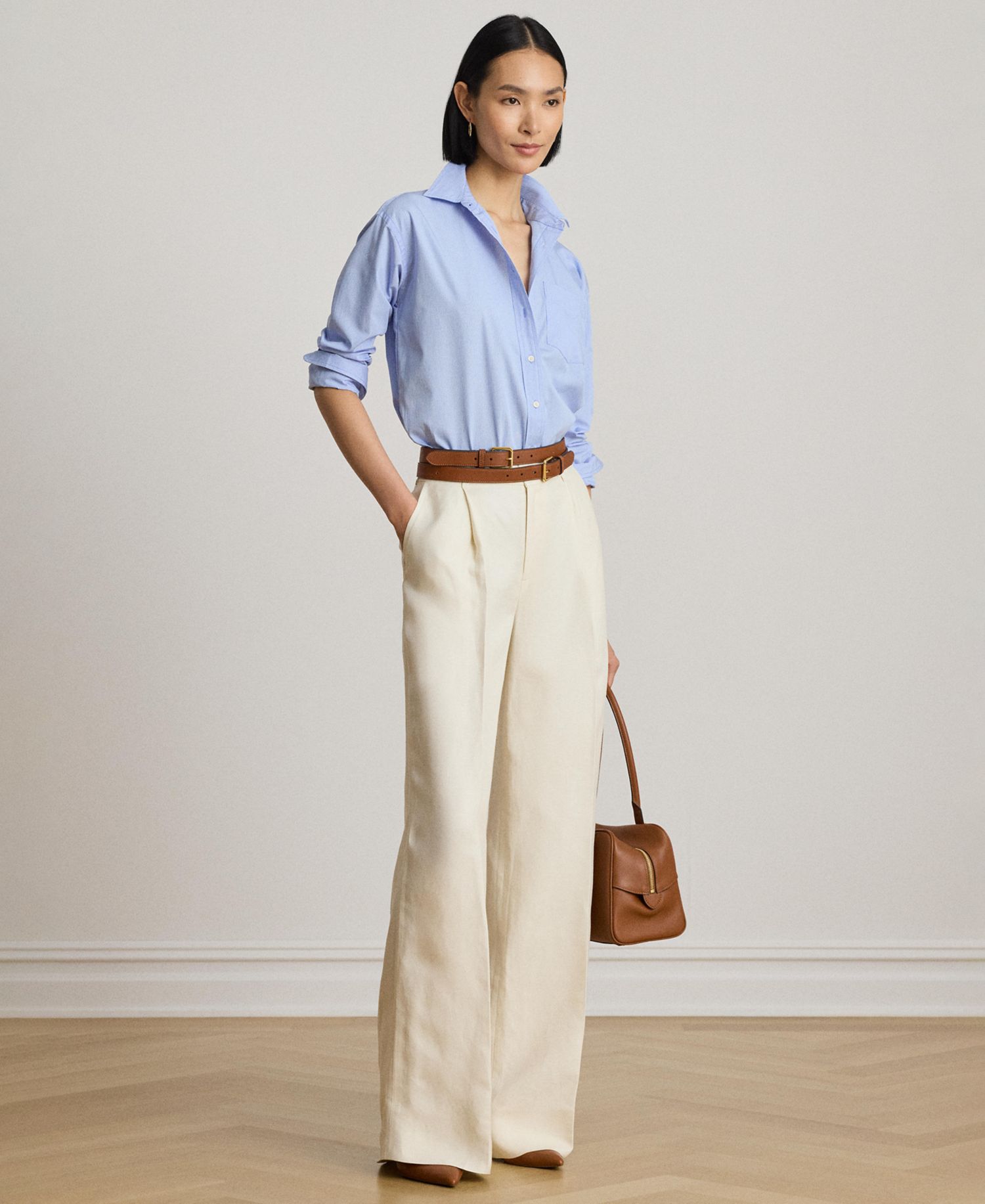 Women's Point Collar Striped Broadcloth Shirt