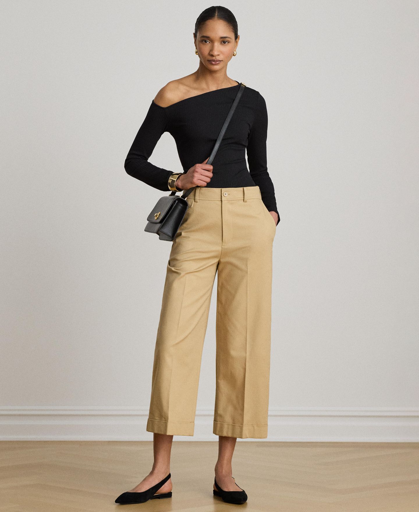 Женские брюки Lauren Ralph Lauren High-Rise Double-Faced Stretch Cropped Pants, цвет: Берёзовый рыжевато-коричневый — фото 2