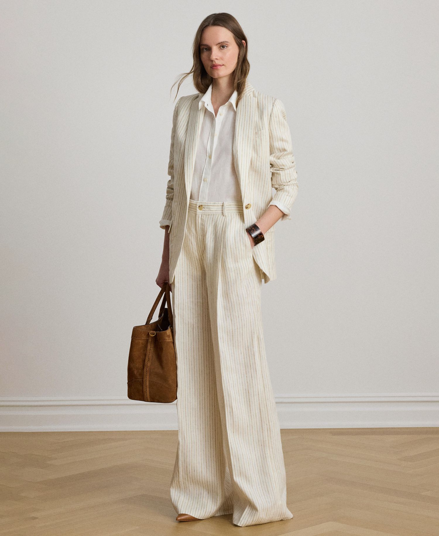 Women's High-Rise Pinstripe Wide-Leg Pants