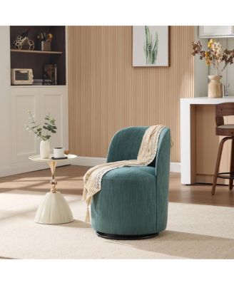 Swivel Barrel Dining Chair, Mid Century Modern Linen Accent Chair