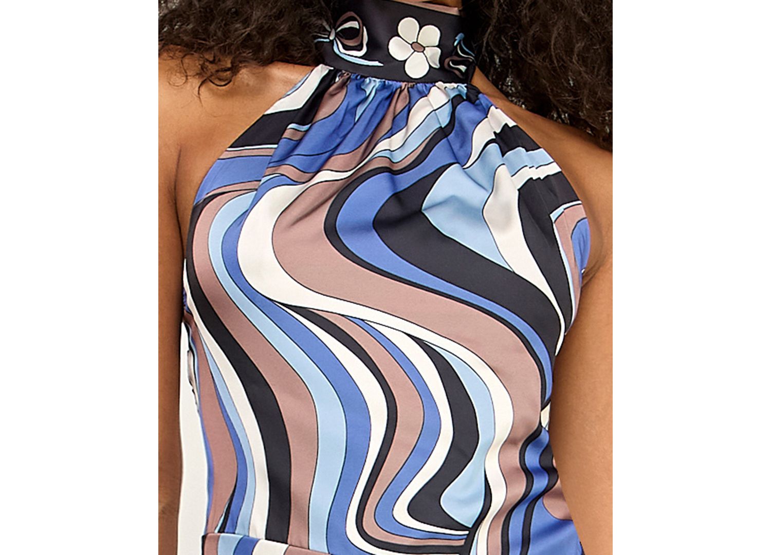 Women's Printed Halter Neck Handkerchief Dress