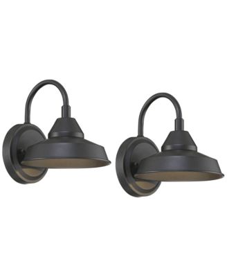 Westley Rustic Farmhouse Outdoor Wall Light Fixtures Set of 2 LED Dark Sky Gooseneck Arm 8  for Post Exterior
