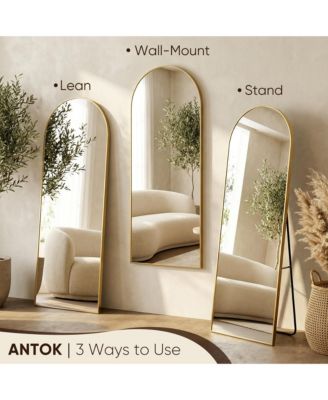 Full Length Mirror, Arch Floor Standing Mirror Freestanding Arch Full Body with Stand for Bedroom, Hanging Mounted for Living Room Cloakroom