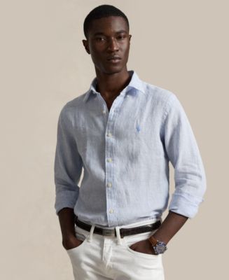 Polo by Ralph Lauren リネンブラウス ライトブルー Polo Ralph Lauren Men's Striped Linen Classic-Fit Shirt - Macy's