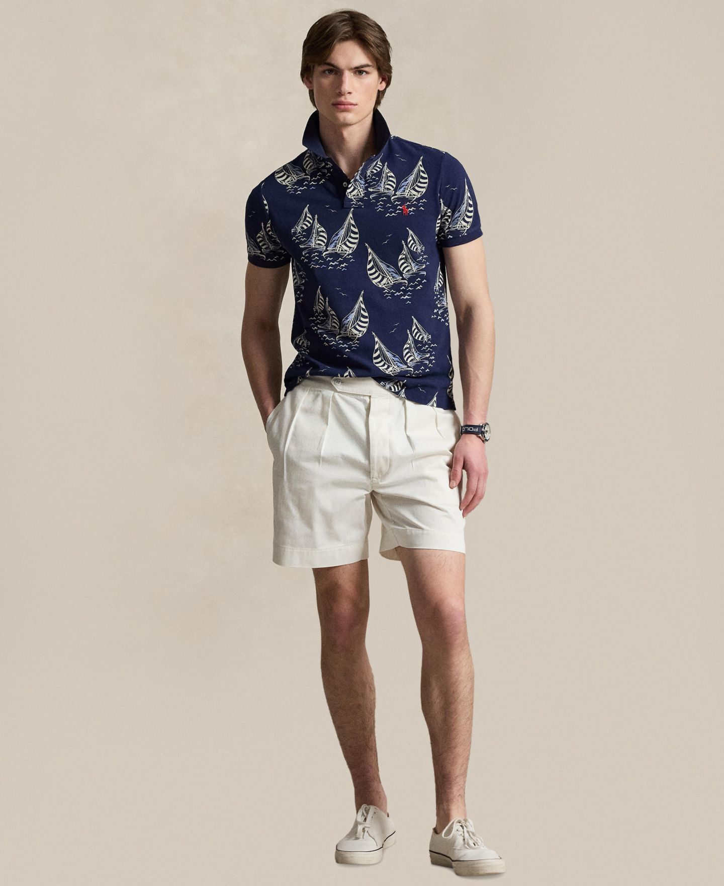 Мужское поло Polo Ralph Lauren Classic-Fit Sailboat Mesh Polo Shirt, цвет: Тёмно-синий — фото 2
