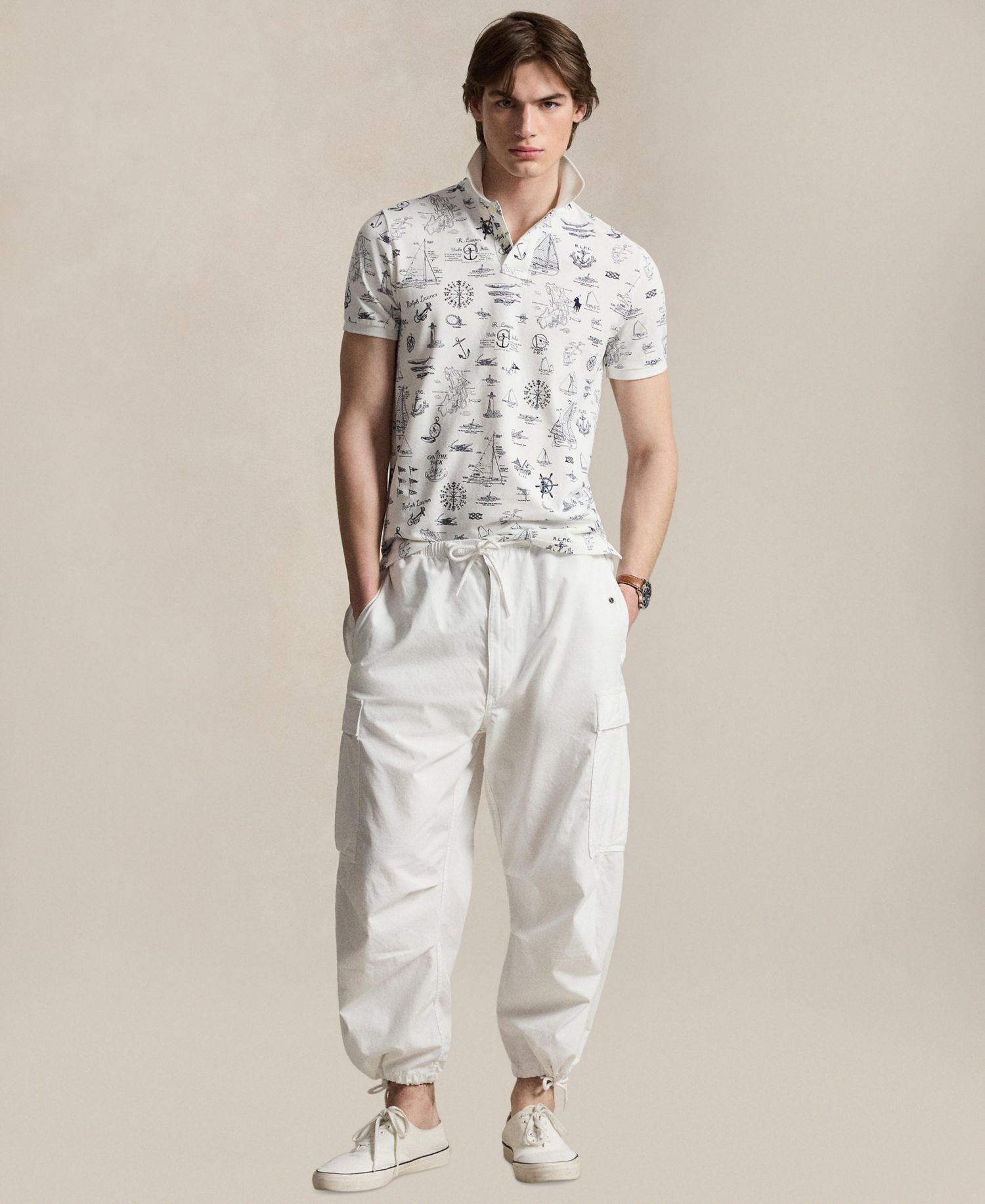 Men's Classic-Fit Nautical Mesh Polo Shirt