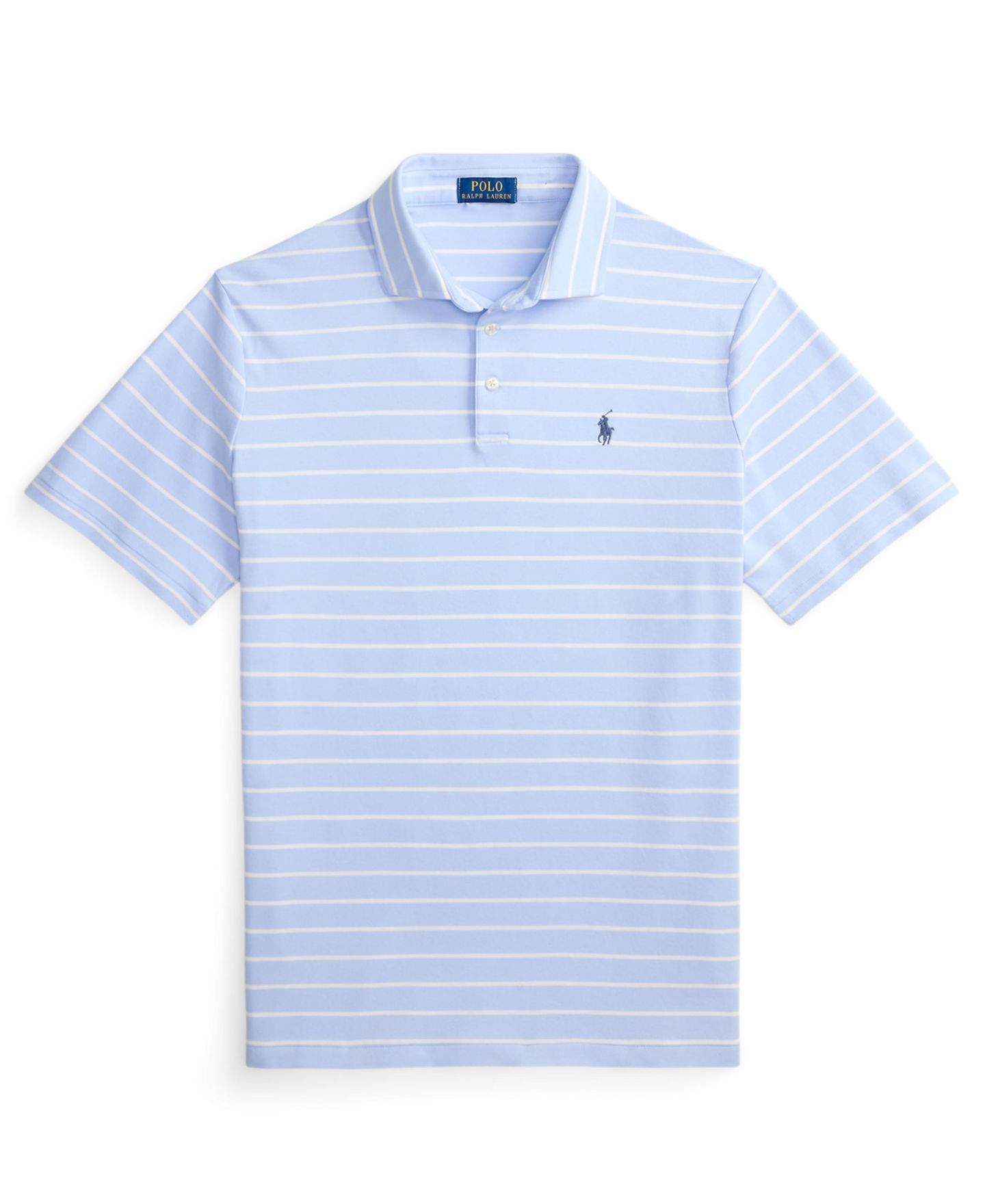 Мужское поло Polo Ralph Lauren Classic Striped Soft Cotton Polo Shirt, цвет: Галечный синий / Белый — фото 5