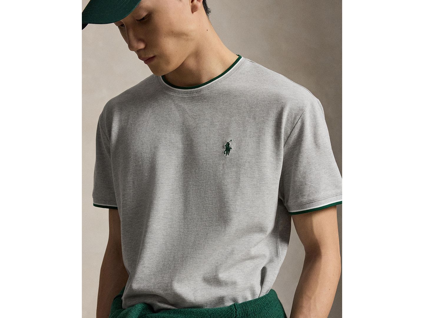 Мужская футболка Polo Ralph Lauren Classic-Fit Stretch Mesh, цвет: Меланжевый — фото 3